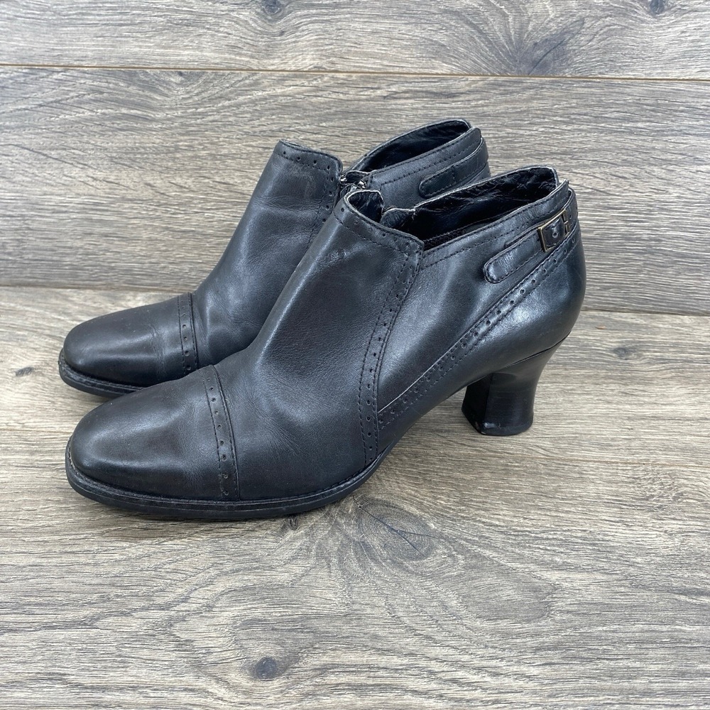 Clark's Women's Artisan Leather Ankle Heel Boots Size 6.5 Black